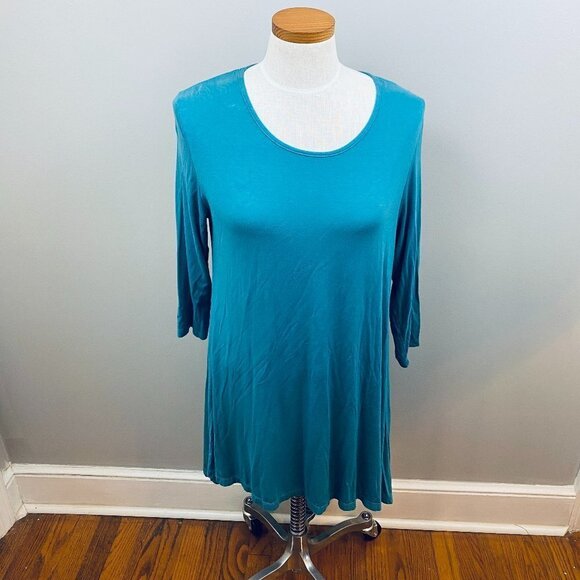 Simply Southern Shift Dress Womens Medium Blue Round Neck Preppy Basic Layering - Picture 2 of 7